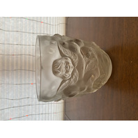 LARGE/HEAVY VTG LALIQUE-STYLE Frosted CHERUB/ANGEL Art Glass Vase 9"H