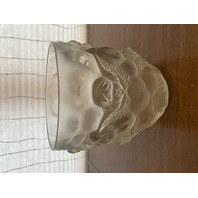 LARGE/HEAVY VTG LALIQUE-STYLE Frosted CHERUB/ANGEL Art Glass Vase 9"H