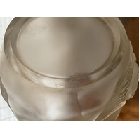 LARGE/HEAVY VTG LALIQUE-STYLE Frosted CHERUB/ANGEL Art Glass Vase 9"H