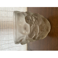 LARGE/HEAVY VTG LALIQUE-STYLE Frosted CHERUB/ANGEL Art Glass Vase 9"H