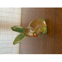 GAMBARO & POGGI MURANO Gold & Green Bunny W/Carrot Art Glass Figurine 6"H ITALY