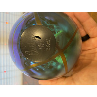 VTG 1998 ROBERT EICKHOLT Green Iridescent Abstract Art Glass Vase 5.5"H SIGNED