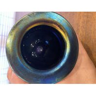 VTG 1998 ROBERT EICKHOLT Green Iridescent Abstract Art Glass Vase 5.5"H SIGNED