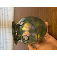 VTG 1998 ROBERT EICKHOLT Green Iridescent Abstract Art Glass Vase 5.5"H SIGNED