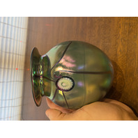 VTG 1998 ROBERT EICKHOLT Green Iridescent Abstract Art Glass Vase 5.5"H SIGNED