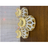 VTG SET(3) FENTON HONEYSUCKLE Opalescent COIN DOT Art Glass Lamp Shades 7"H