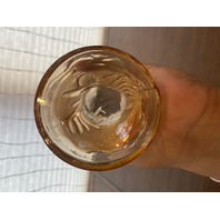 VTG Jain Glass Marigold Fish Design Carnival Art Glass Vase 9.25"H