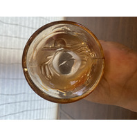 VTG Jain Glass Marigold Fish Design Carnival Art Glass Vase 9.25"H