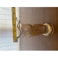 VTG Jain Glass Marigold Fish Design Carnival Art Glass Vase 9.25"H