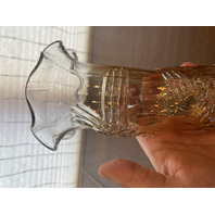 VTG Jain Glass Marigold Fish Design Carnival Art Glass Vase 9.25"H