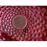 VTG FENTON Cranberry/Pink Opalescent Hobnail Vase 6.25"W