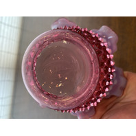 VTG FENTON Cranberry/Pink Opalescent Hobnail Vase 6.25"W