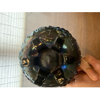 VTG Dugan Blue/Purple Iridescent GRAPE DELIGHT Footed Carnival Nut Bowl 6"W