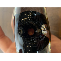 VTG ZELLIQUE STUDIO Heart Shaped Art Glass Perfume Bottle W/Dauber SIGNED 3.75"H