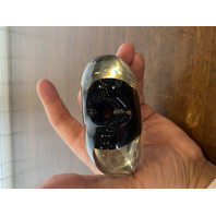 VTG ZELLIQUE STUDIO Heart Shaped Art Glass Perfume Bottle W/Dauber SIGNED 3.75"H