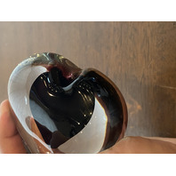 VTG ZELLIQUE STUDIO Heart Shaped Art Glass Perfume Bottle W/Dauber SIGNED 3.75"H