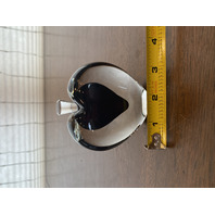 VTG ZELLIQUE STUDIO Heart Shaped Art Glass Perfume Bottle W/Dauber SIGNED 3.75"H