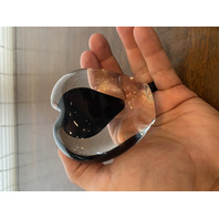 VTG ZELLIQUE STUDIO Heart Shaped Art Glass Perfume Bottle W/Dauber SIGNED 3.75"H