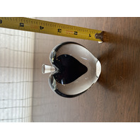 VTG ZELLIQUE STUDIO Heart Shaped Art Glass Perfume Bottle W/Dauber SIGNED 3.75"H