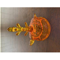 VTG UV REACTIVE FENTON Amberina Turtle Tree Ring Holder Dish W/LABEL 3.75"H