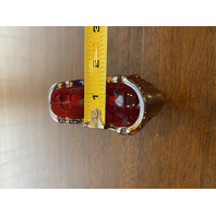 VTG FENTON Red Iridescent Cabbage Rose Glass Shoe/Slipper Figurine W/LABEL 5.5"L