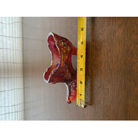 VTG FENTON Red Iridescent Cabbage Rose Glass Shoe/Slipper Figurine W/LABEL 5.5"L