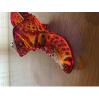 VTG UV REACTIVE FENTON Hobnail Amberina Cats Head Shoe/Slipper Figurine 5.5"L