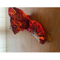 VTG UV REACTIVE FENTON Hobnail Amberina Cats Head Shoe/Slipper Figurine 5.5"L