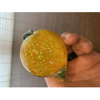 Orange Yellow & Green Peach Fruit Art Glass Paperweight 3.25"L