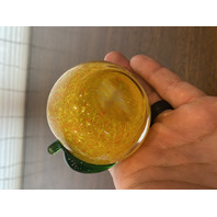 Orange Yellow & Green Peach Fruit Art Glass Paperweight 3.25"L