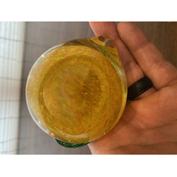 Orange Yellow & Green Peach Fruit Art Glass Paperweight 3.25"L