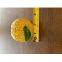 Orange Yellow & Green Peach Fruit Art Glass Paperweight 3.25"L