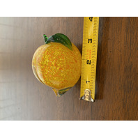 Orange Yellow & Green Peach Fruit Art Glass Paperweight 3.25"L