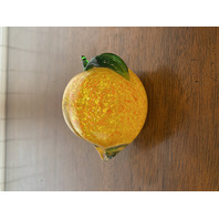 Orange Yellow & Green Peach Fruit Art Glass Paperweight 3.25"L