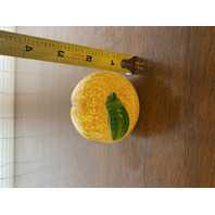 Orange Yellow & Green Peach Fruit Art Glass Paperweight 3.25"L