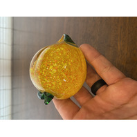 Orange Yellow & Green Peach Fruit Art Glass Paperweight 3.25"L