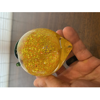 Orange Yellow & Green Peach Fruit Art Glass Paperweight 3.25"L