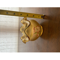 FENTON Gold Iridescent BUTTERFLY GARDEN Rose Bowl Vase 3.75"H SIGNED/PAINTED