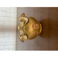 FENTON Gold Iridescent BUTTERFLY GARDEN Rose Bowl Vase 3.75"H SIGNED/PAINTED