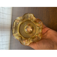 FENTON Gold Iridescent BUTTERFLY GARDEN Rose Bowl Vase 3.75"H SIGNED/PAINTED