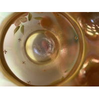 FENTON Gold Iridescent BUTTERFLY GARDEN Rose Bowl Vase 3.75"H SIGNED/PAINTED