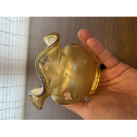 FENTON Gold Iridescent BUTTERFLY GARDEN Rose Bowl Vase 3.75"H SIGNED/PAINTED