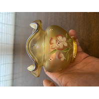 FENTON Gold Iridescent BUTTERFLY GARDEN Rose Bowl Vase 3.75"H SIGNED/PAINTED