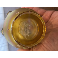 FENTON Gold Iridescent BUTTERFLY GARDEN Rose Bowl Vase 3.75"H SIGNED/PAINTED