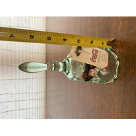 FENTON Green COCA COLA GIRL HAND PAINTED Glass Bell W/TAG 6.75"H SIGNED