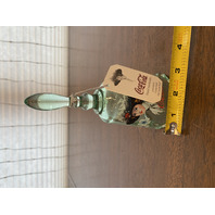 FENTON Green COCA COLA GIRL HAND PAINTED Glass Bell W/TAG 6.75"H SIGNED