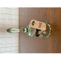FENTON Green COCA COLA GIRL HAND PAINTED Glass Bell W/TAG 6.75"H SIGNED