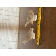 SET(2) VTG LALIQUE Clear Frosted Crystal Bird Figurines SIGNED, FRANCE
