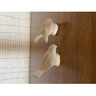 SET(2) VTG LALIQUE Clear Frosted Crystal Bird Figurines SIGNED, FRANCE