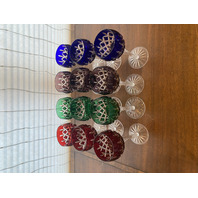 SET(12) AJKA Arabella Multicolored Cut To Clear Crystal Hock Wine Glasses 8.25"H